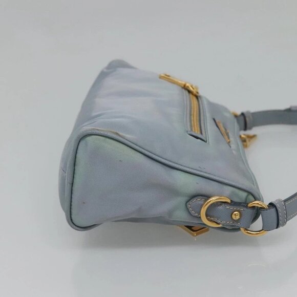 PRADA Shoulder Bag Nylon Light Blue Gold Auth - Picture 3 of 16